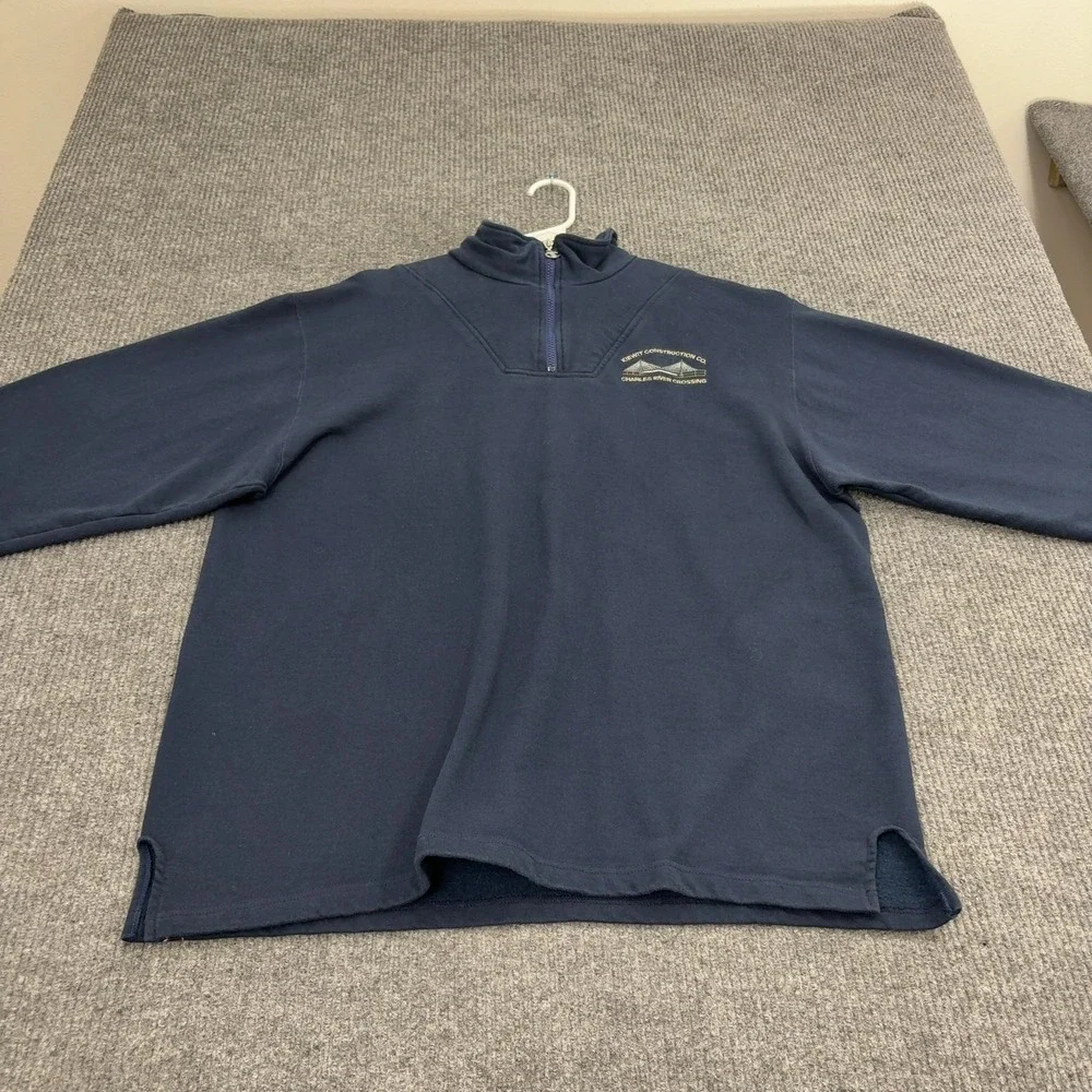 Vintage Champion Quarter Zip Sweatshirt Men XL Navy Blue Cotton Quarter Zip Work